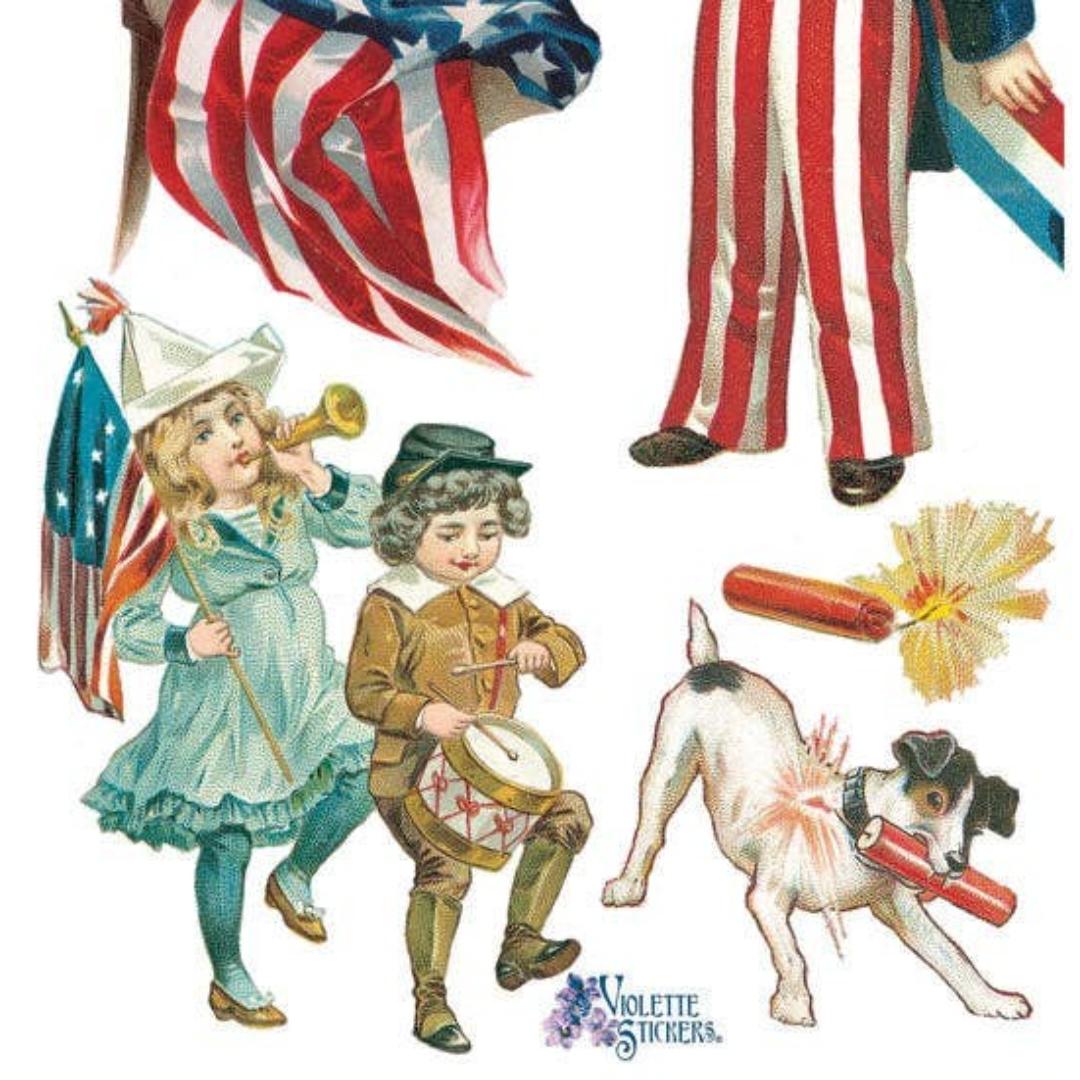 July 4th Stickers - Vintage Patriotic Sticker Sheet
