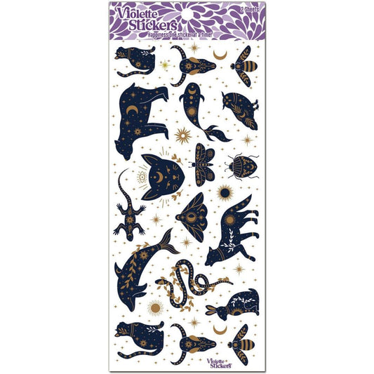 Mystical Animal Stickers - Gold Foil Celestial Sticker Sheet
