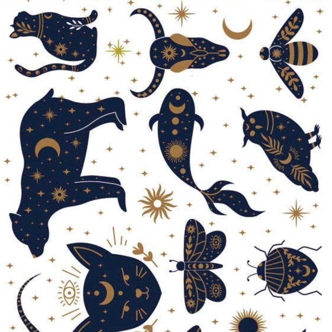 Mystical Animal Stickers - Gold Foil Celestial Sticker Sheet