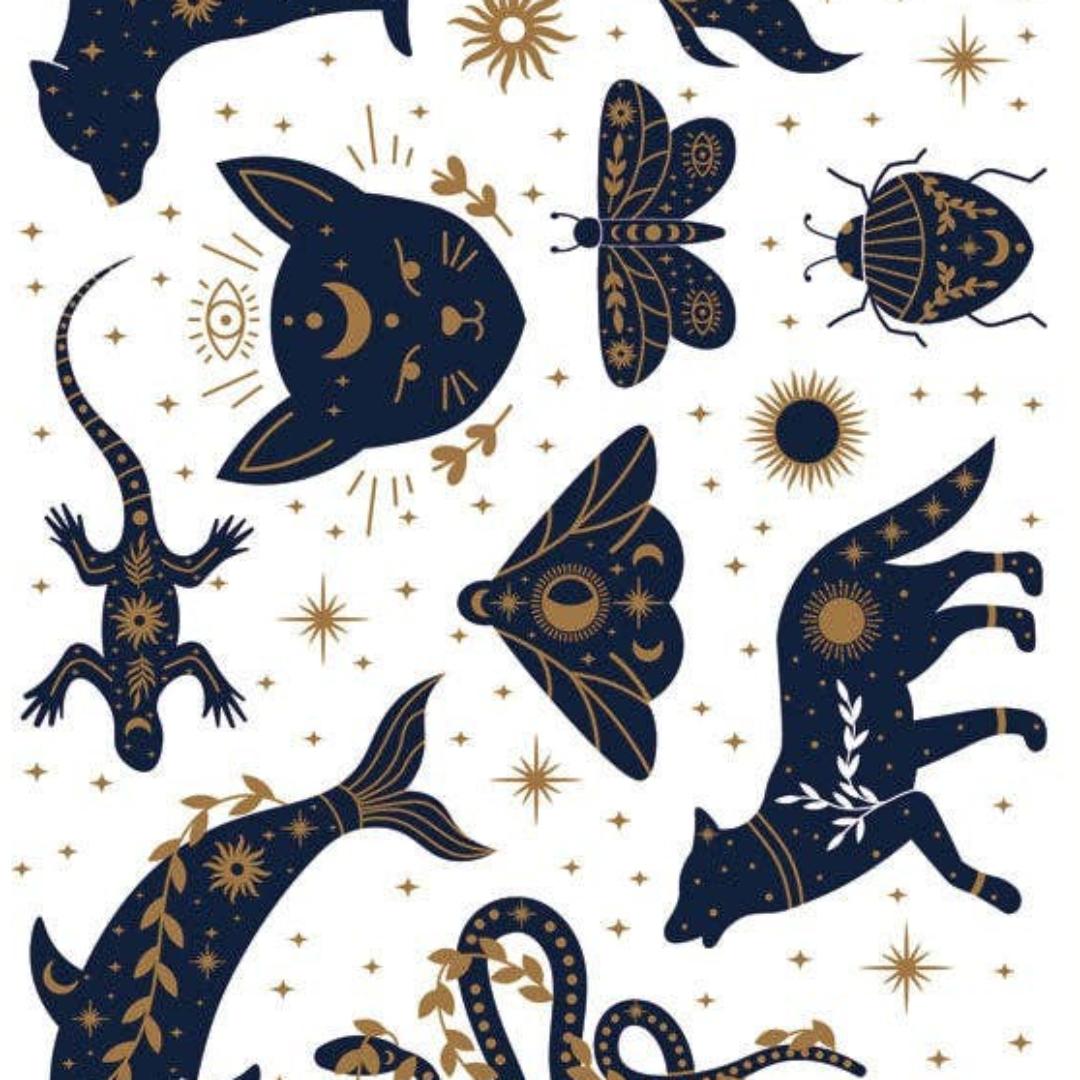 Mystical Animal Stickers - Gold Foil Celestial Sticker Sheet