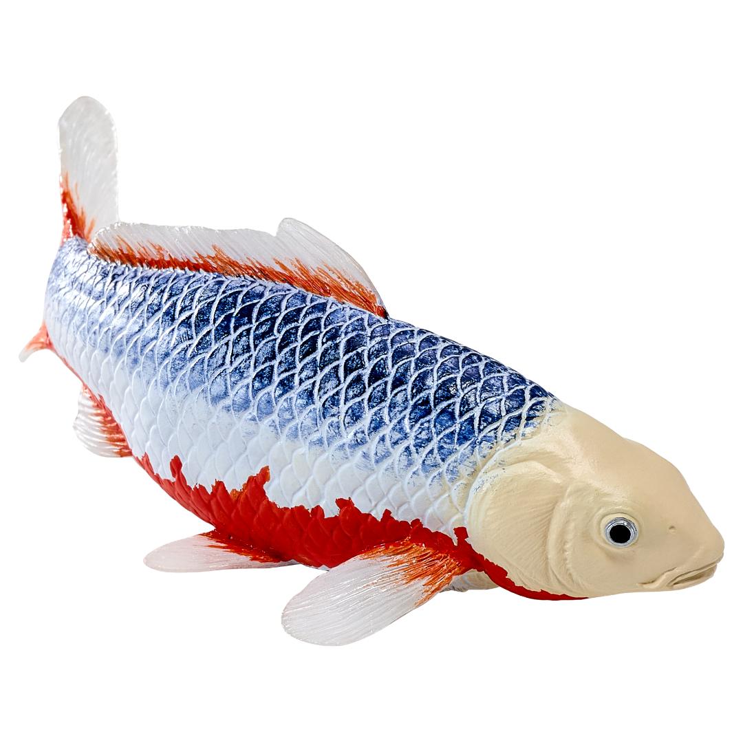 Koi Carp Fish Figurine - Asagi Koi (Blue Red) Hand Painted Toy Figure - Mojo
