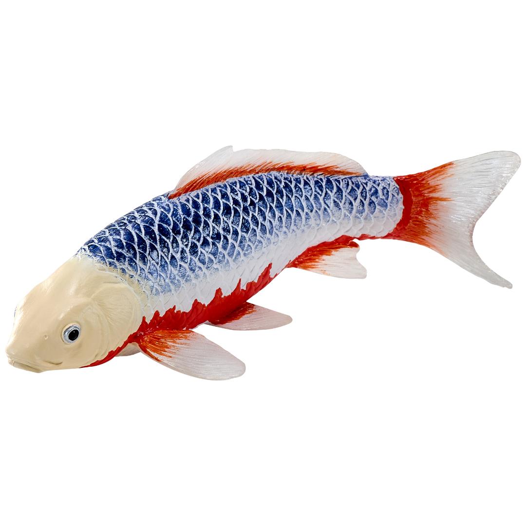Koi Carp Fish Figurine - Asagi Koi (Blue Red) Hand Painted Toy Figure - Mojo