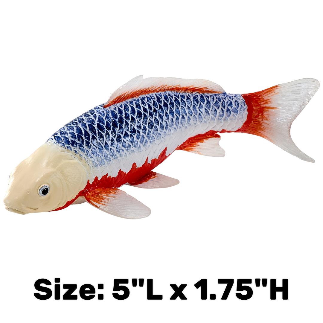 Koi Carp Fish Figurine - Asagi Koi (Blue Red) Hand Painted Toy Figure - Mojo