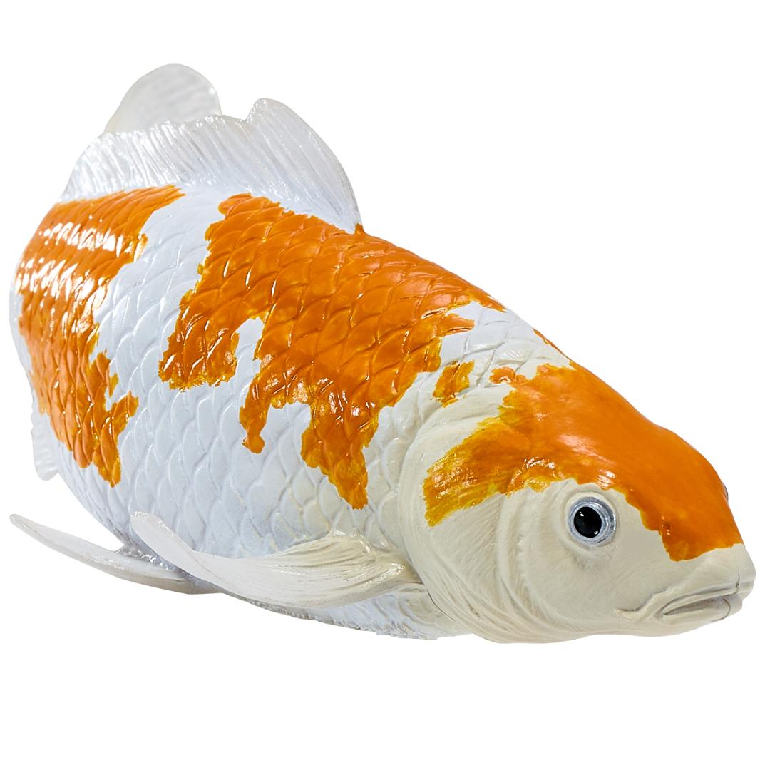 Koi Carp Fish Figurine- Ochiba Shigure Koi (Gold White) Hand Painted Toy Figure - Mojo