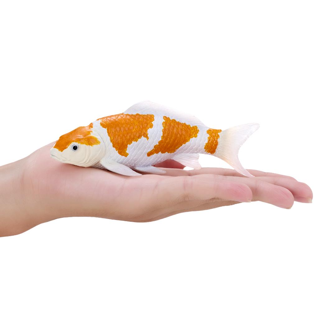 Koi Carp Fish Figurine- Ochiba Shigure Koi (Gold White) Hand Painted Toy Figure - Mojo