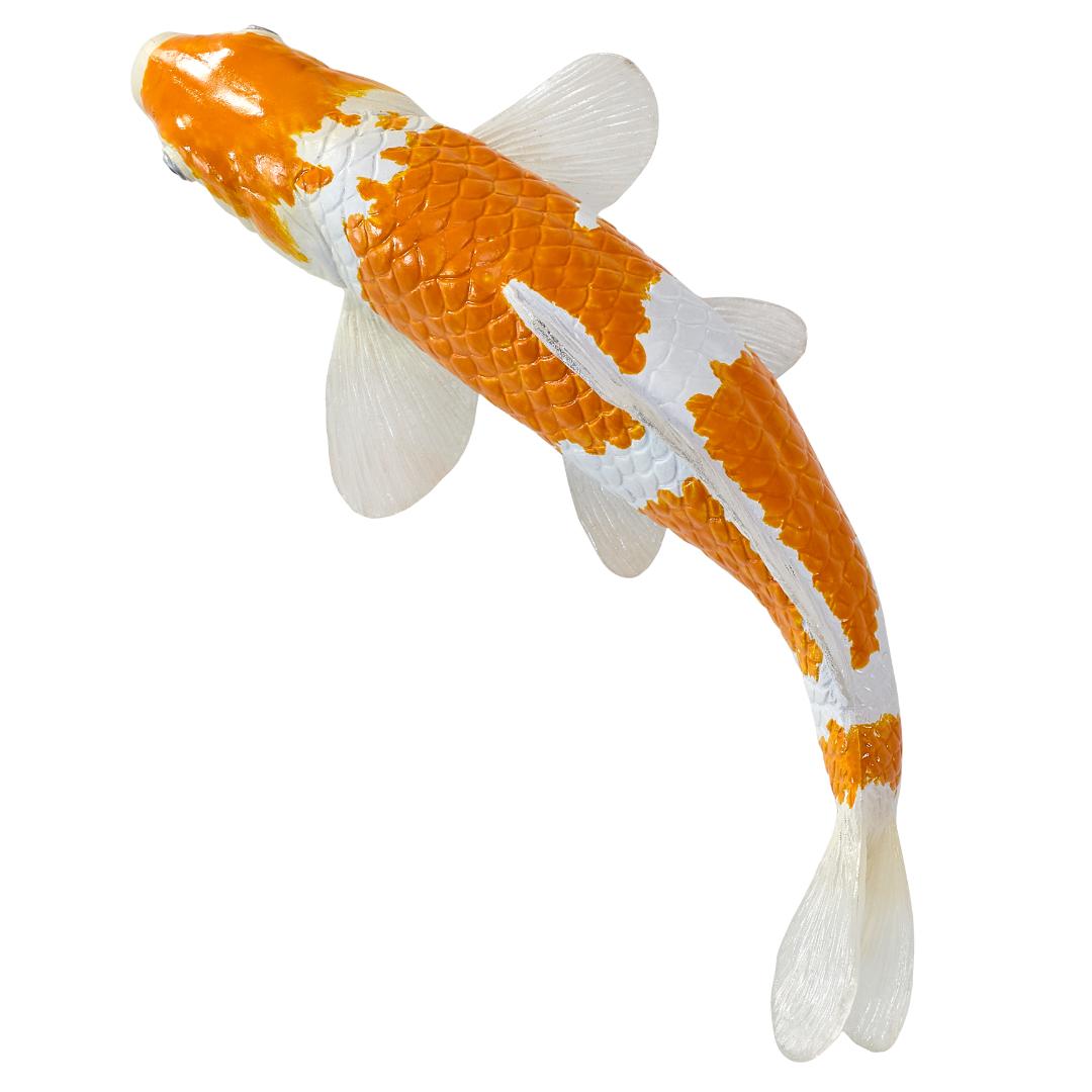 Koi Carp Fish Figurine- Ochiba Shigure Koi (Gold White) Hand Painted Toy Figure - Mojo
