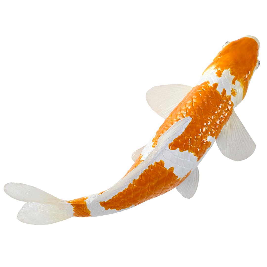 Koi Carp Fish Figurine- Ochiba Shigure Koi (Gold White) Hand Painted Toy Figure - Mojo