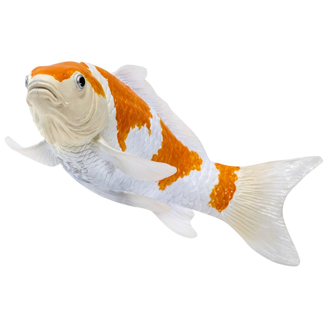 Koi Carp Fish Figurine- Ochiba Shigure Koi (Gold White) Hand Painted Toy Figure - Mojo
