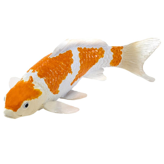 Koi Carp Fish Figurine- Ochiba Shigure Koi (Gold White) Hand Painted Toy Figure - Mojo