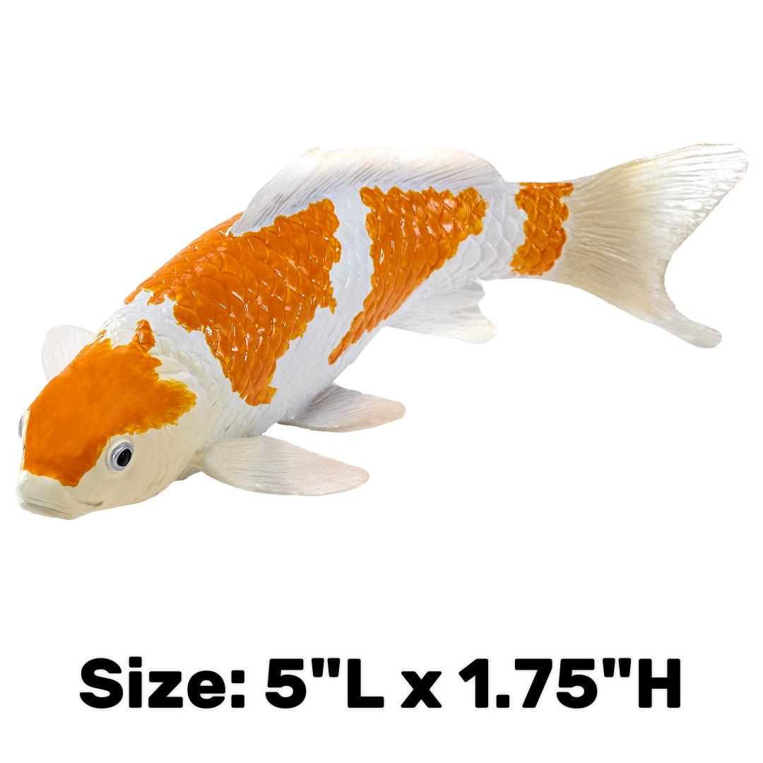 Koi Carp Fish Figurine- Ochiba Shigure Koi (Gold White) Hand Painted Toy Figure - Mojo