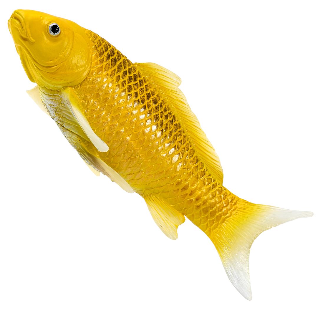 Koi Carp Fish Figurine - Ki Matsuba Koi (Gold & Black) Hand Painted Toy Figure - Mojo