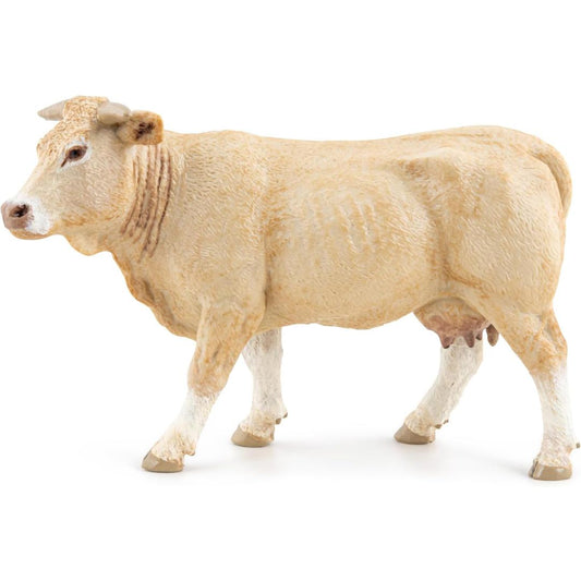 Blonde d'Aquitaine-Rind Cow Figurine - Hand Painted Farm Animal Toy Figure - Papo