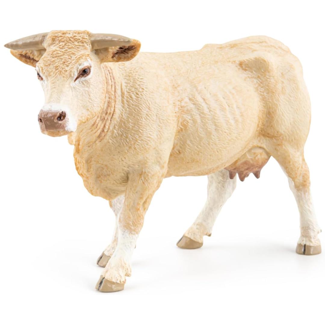 Blonde d'Aquitaine-Rind Cow Figurine - Hand Painted Farm Animal Toy Figure - Papo