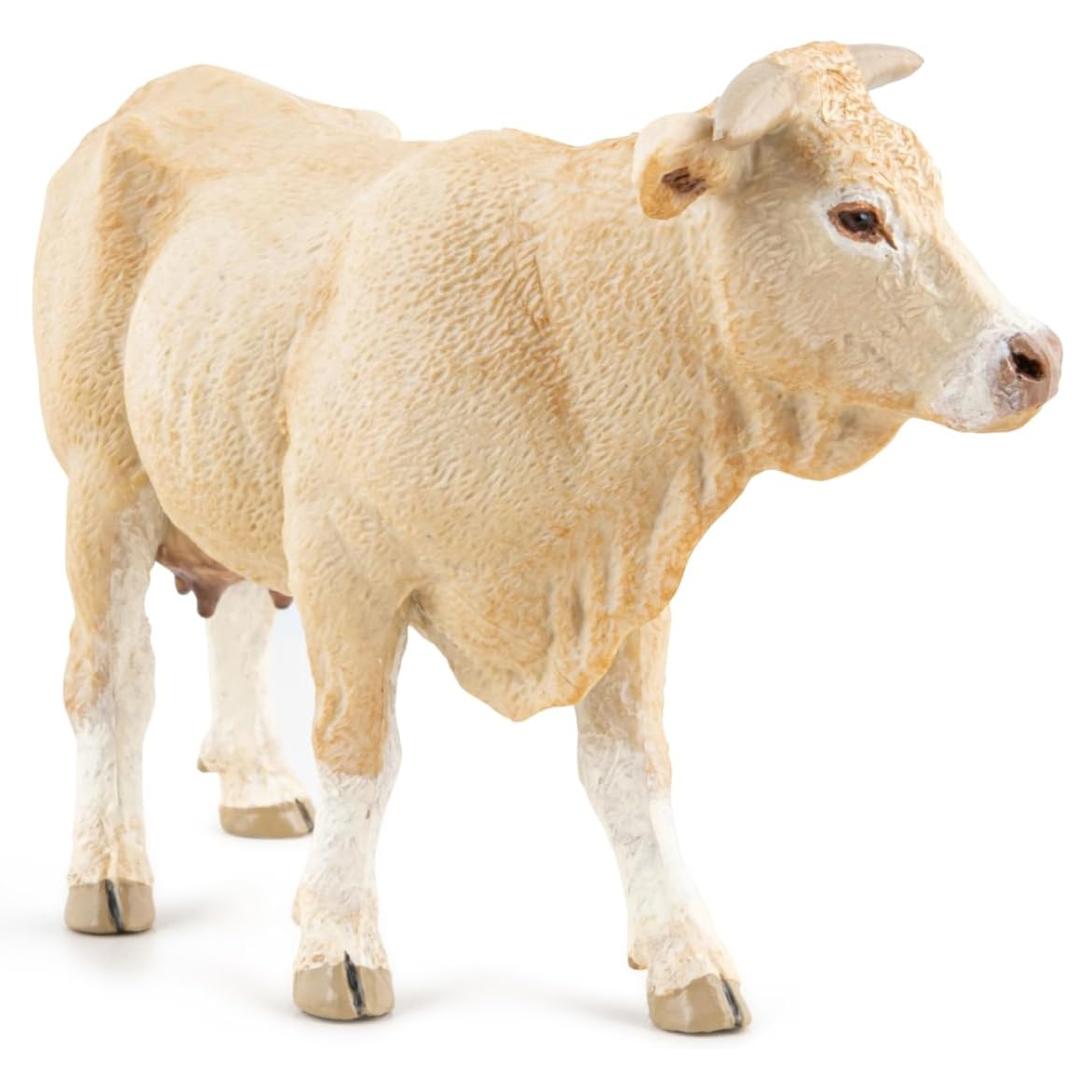 Blonde d'Aquitaine-Rind Cow Figurine - Hand Painted Farm Animal Toy Figure - Papo