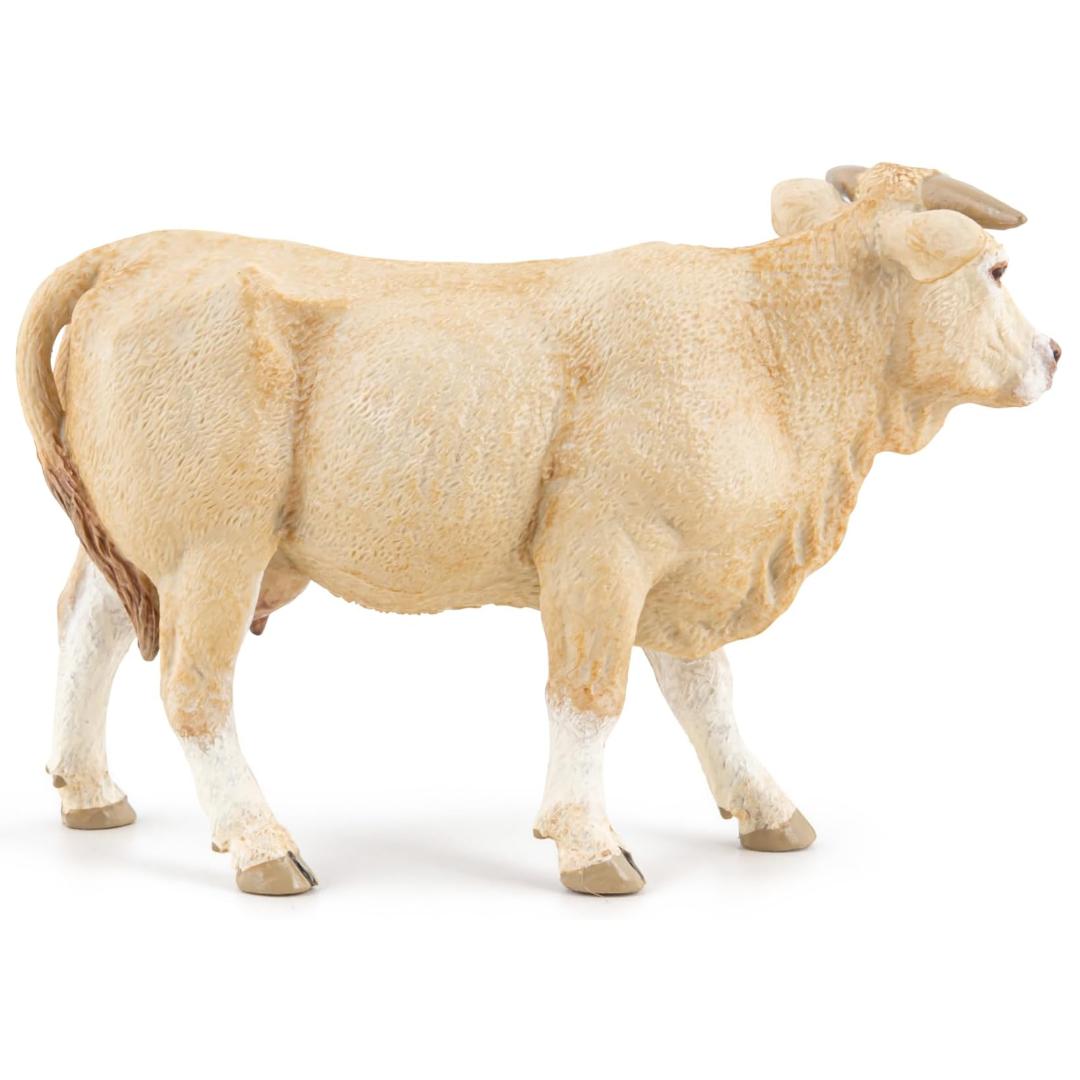 Blonde d'Aquitaine-Rind Cow Figurine - Hand Painted Farm Animal Toy Figure - Papo