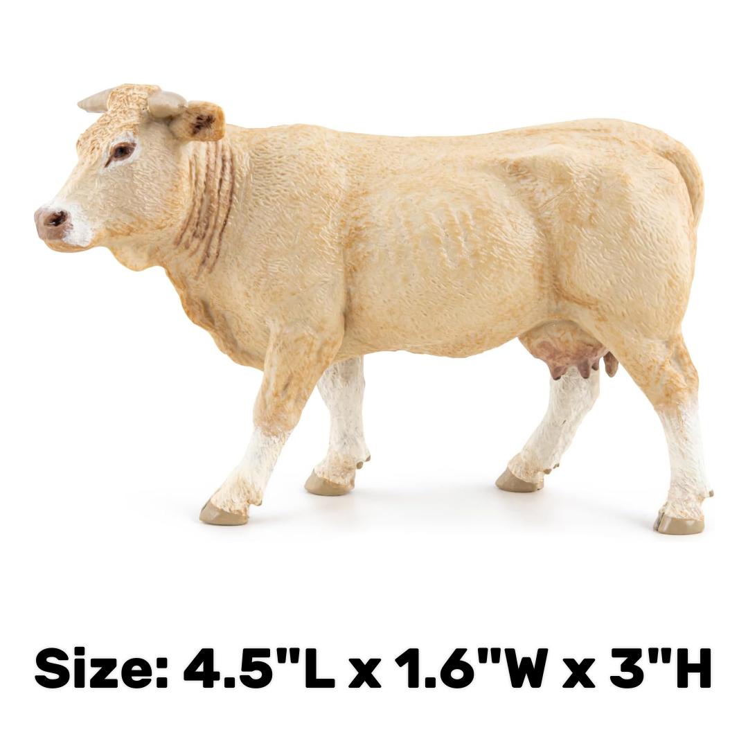 Blonde d'Aquitaine-Rind Cow Figurine - Hand Painted Farm Animal Toy Figure - Papo