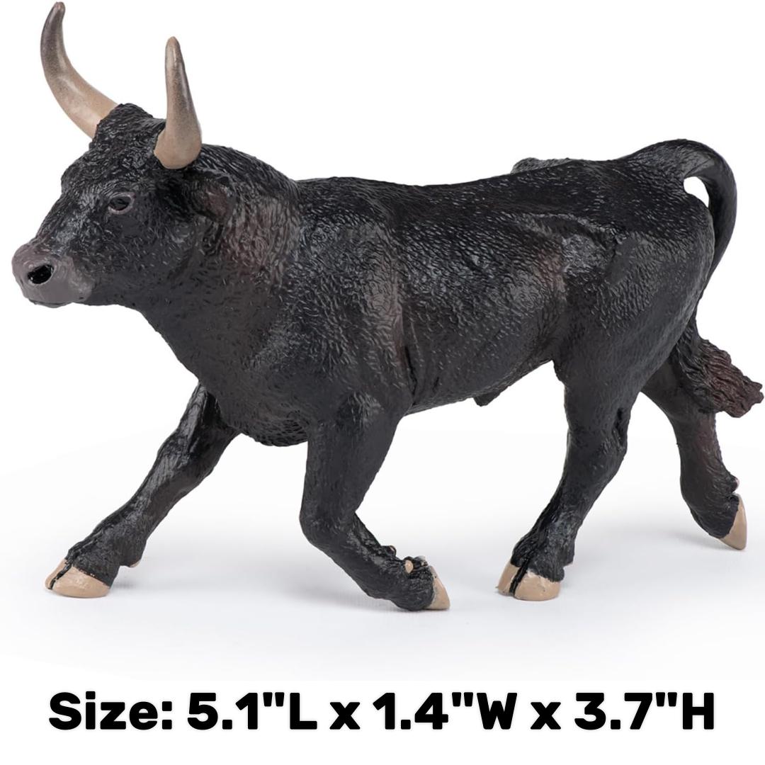Camargue Bull Figurine - Hand Painted Farm Animal Toy Figure - Papo