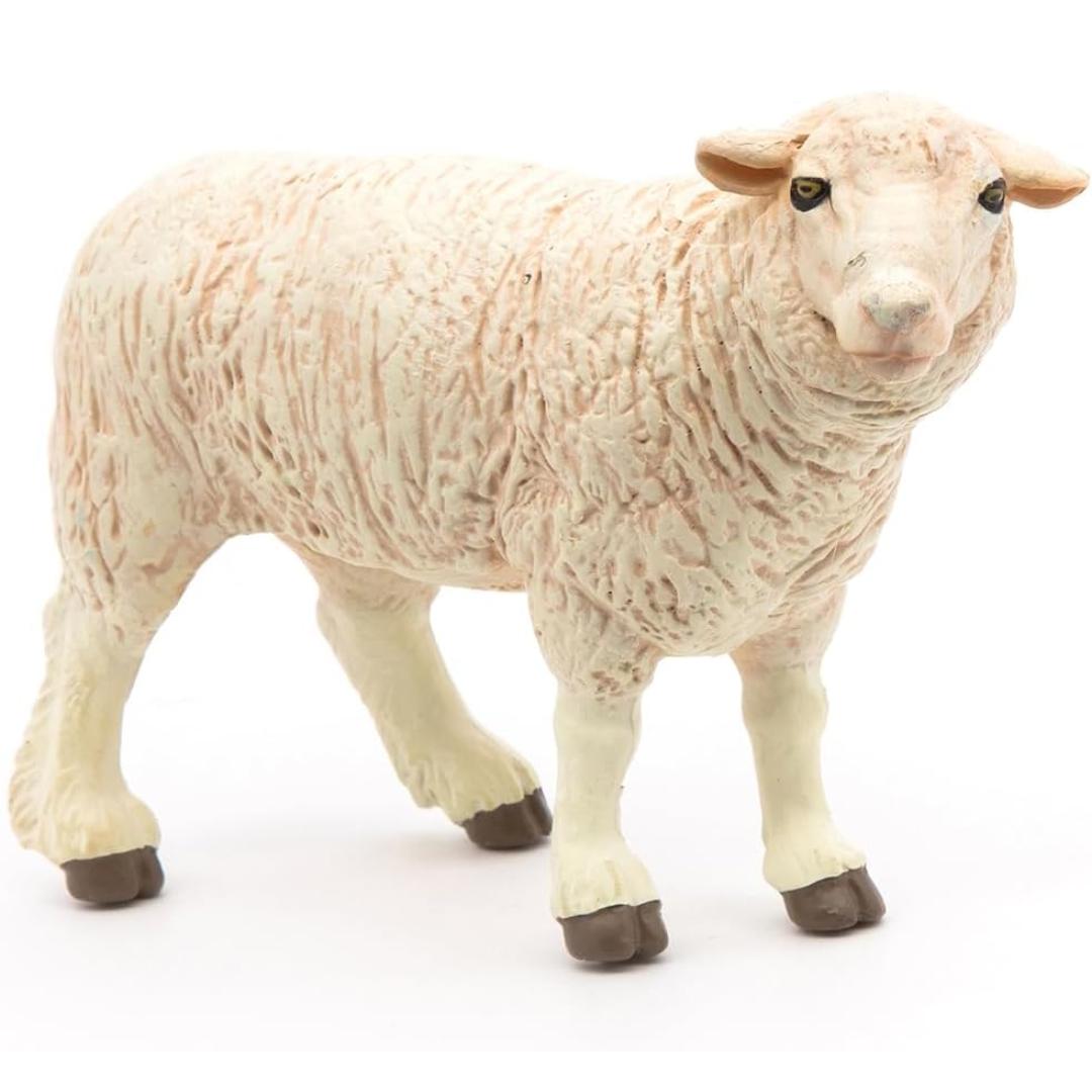 Sheep Figurine - Hand Painted Collectible Ewe Farm Animal Toy Figure - Papo