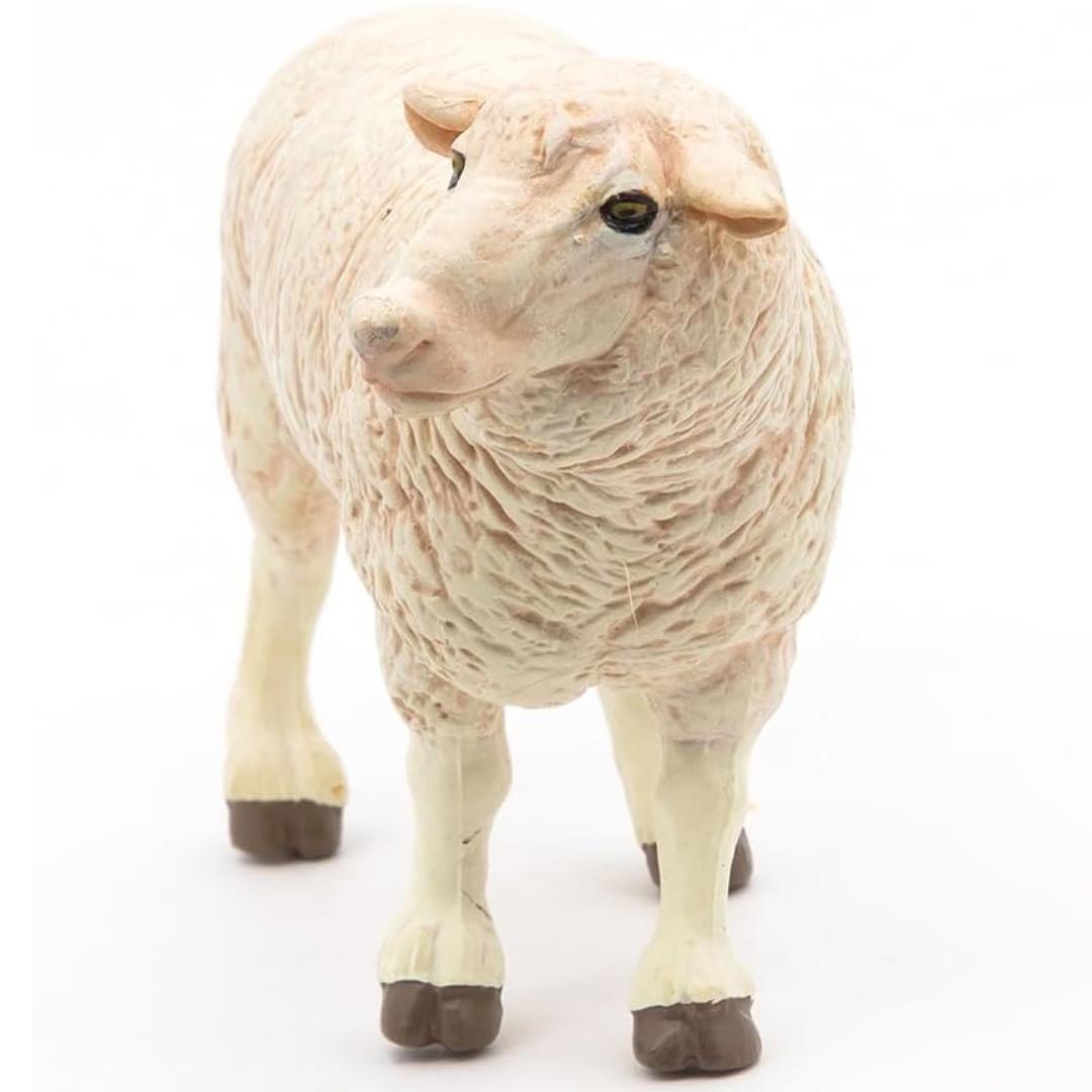Sheep Figurine - Hand Painted Collectible Ewe Farm Animal Toy Figure - Papo
