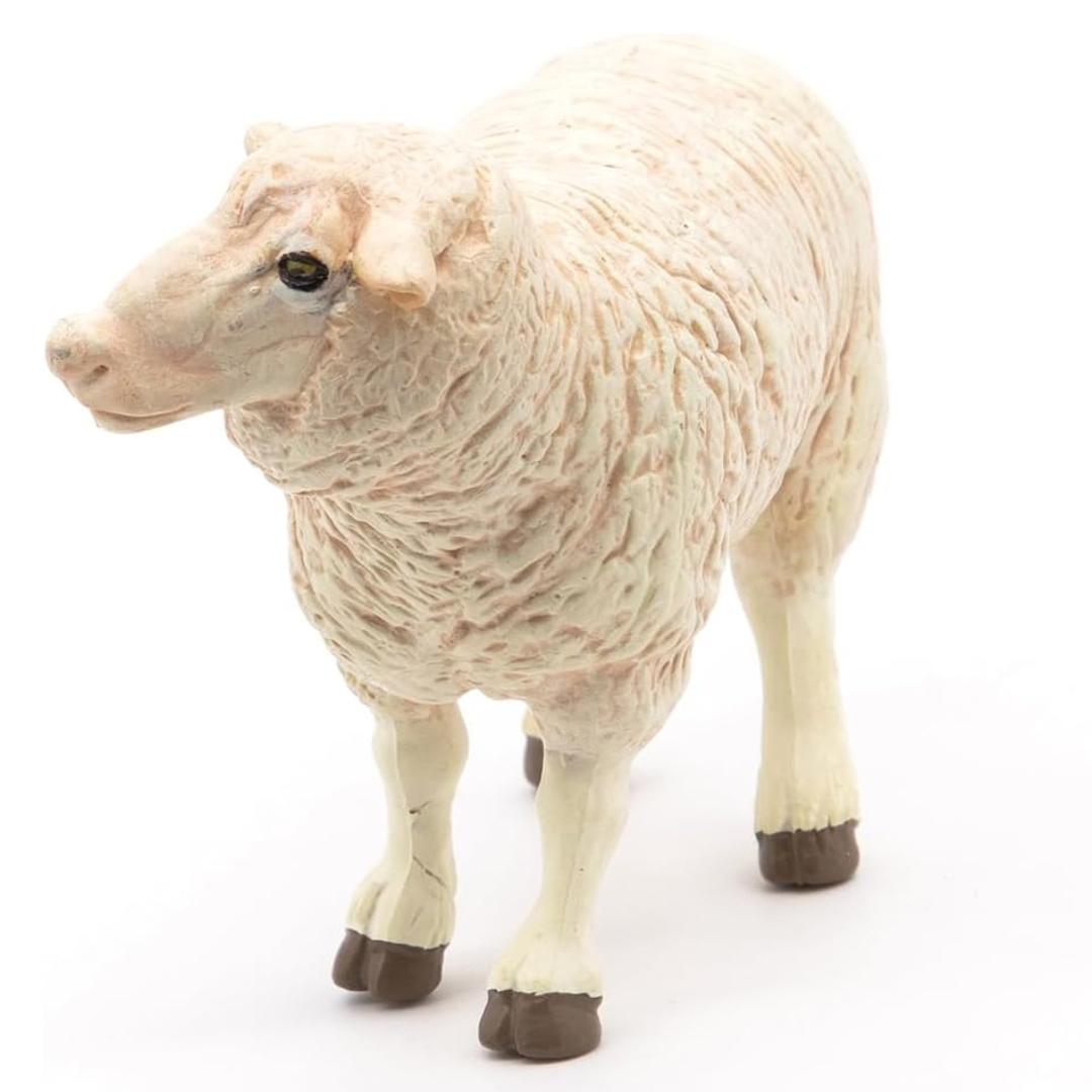 Sheep Figurine - Hand Painted Collectible Ewe Farm Animal Toy Figure - Papo