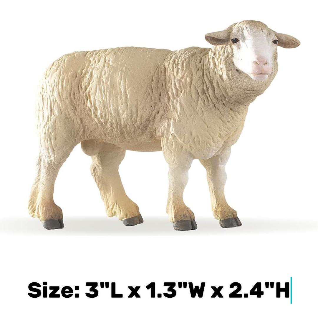 Sheep Figurine - Hand Painted Collectible Ewe Farm Animal Toy Figure - Papo