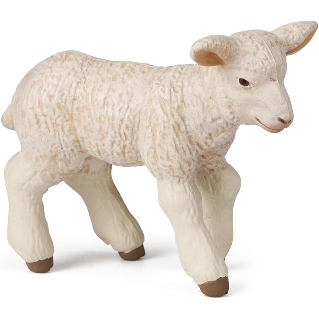 Baby Sheep Figurine - Hand Painted Collectible Lamb Farm Animal Toy Figure - Papo
