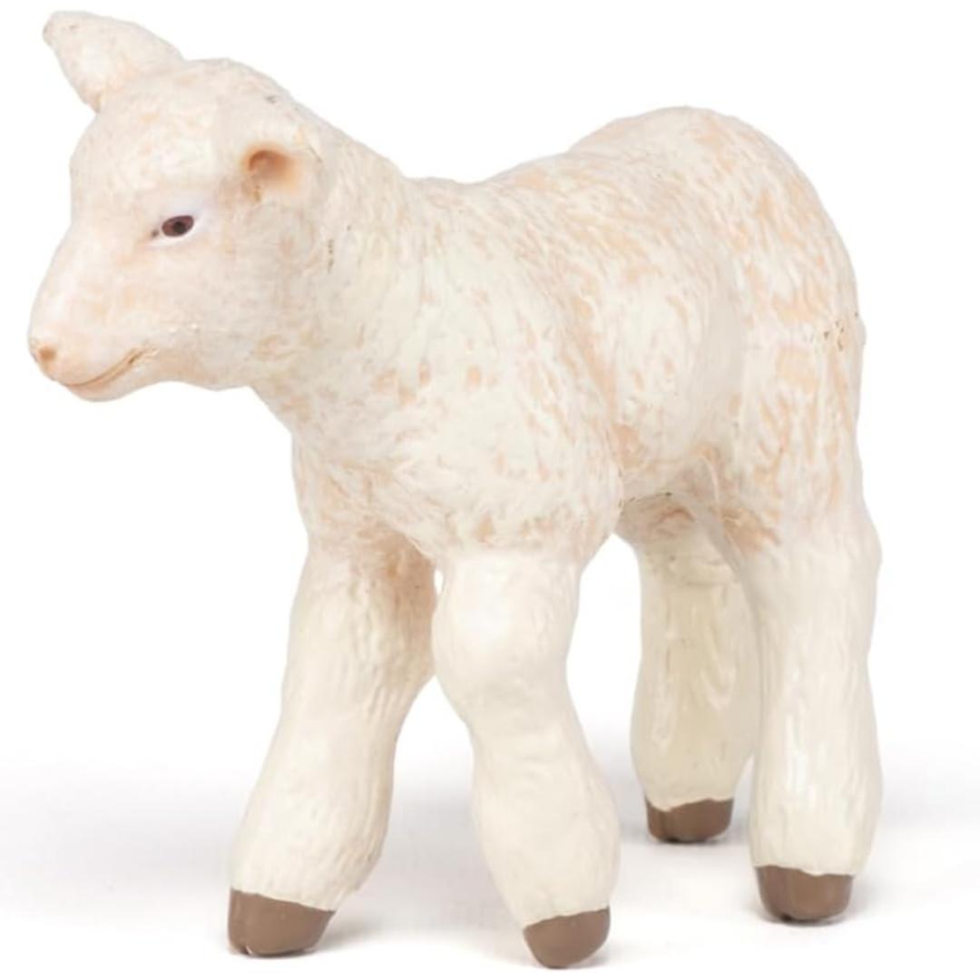 Baby Sheep Figurine - Hand Painted Collectible Lamb Farm Animal Toy Figure - Papo