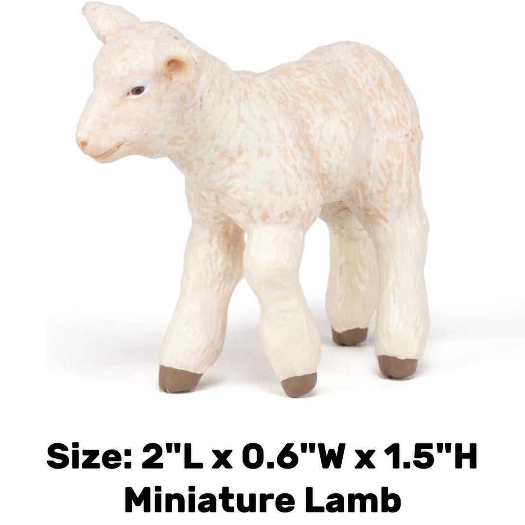 Baby Sheep Figurine - Hand Painted Collectible Lamb Farm Animal Toy Figure - Papo