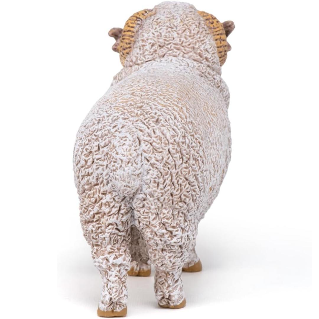 Merino Ram Sheep Figurine - Hand Painted Collectible Farm Animal Toy Figure - Papo