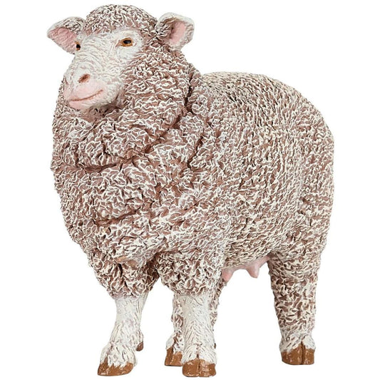 Merino Ewe Sheep Figurine - Hand Painted Collectible Farm Animal Toy - Papo