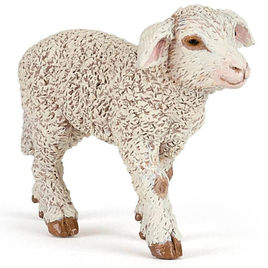 Merino Lamb Sheep Figurine - Hand Painted Collectible Farm Animal Toy Figure - Papo