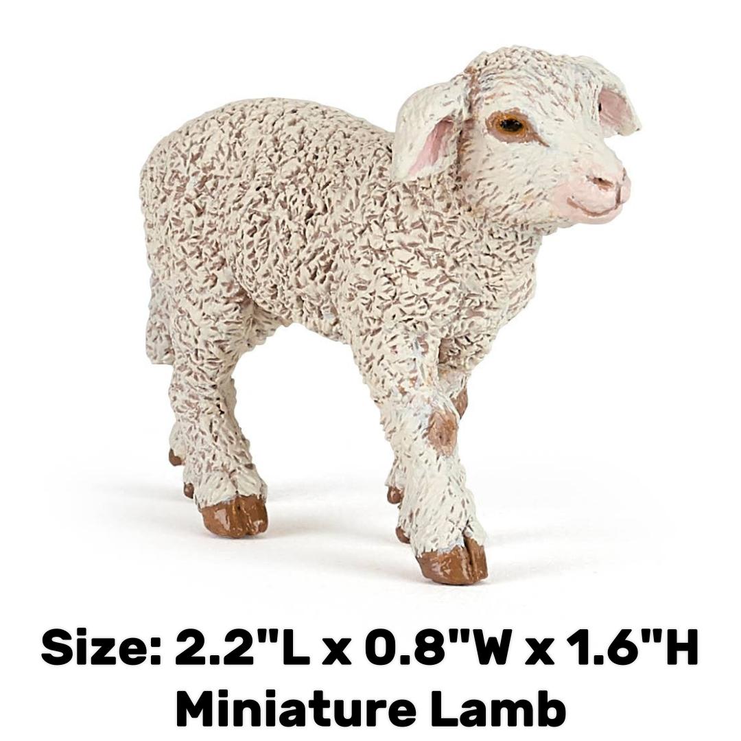 Merino Lamb Sheep Figurine - Hand Painted Collectible Farm Animal Toy Figure - Papo
