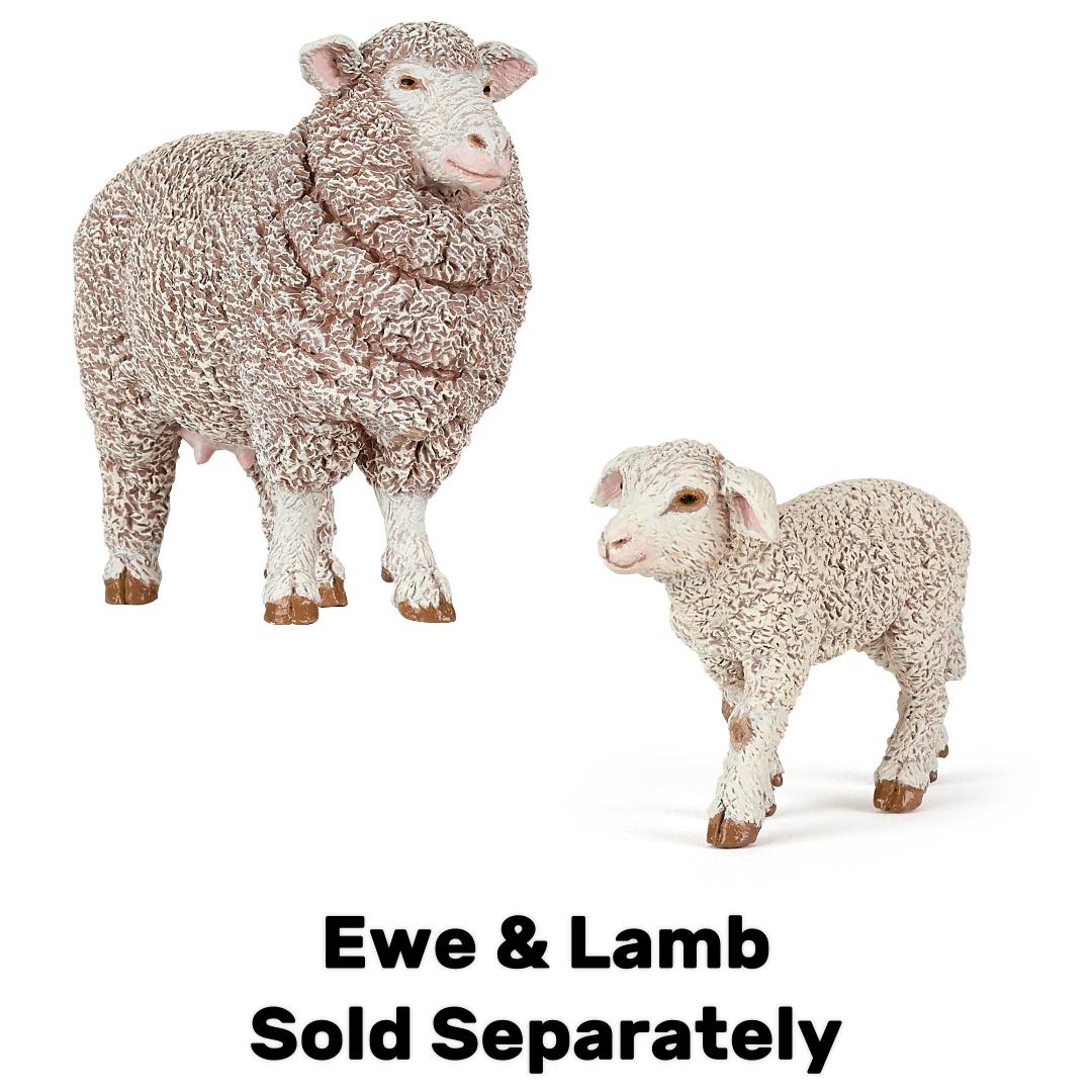 Merino Ram Sheep Figurine - Hand Painted Collectible Farm Animal Toy Figure - Papo