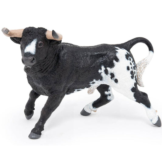 Spanish Bull Figurine - Hand Painted Collectible Farm Animal Toy Figure - Papo