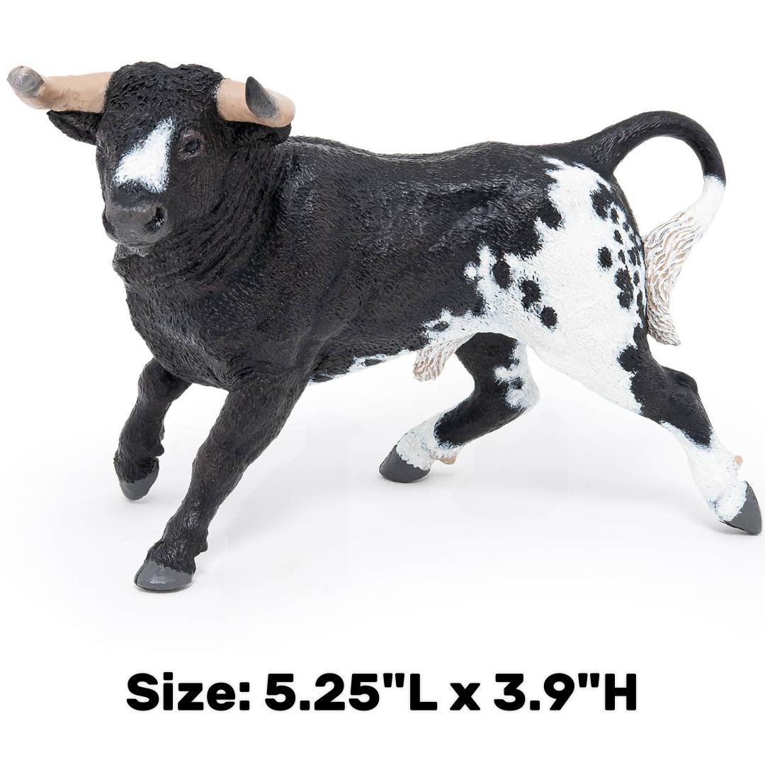 Spanish Bull Figurine - Hand Painted Collectible Farm Animal Toy Figure - Papo
