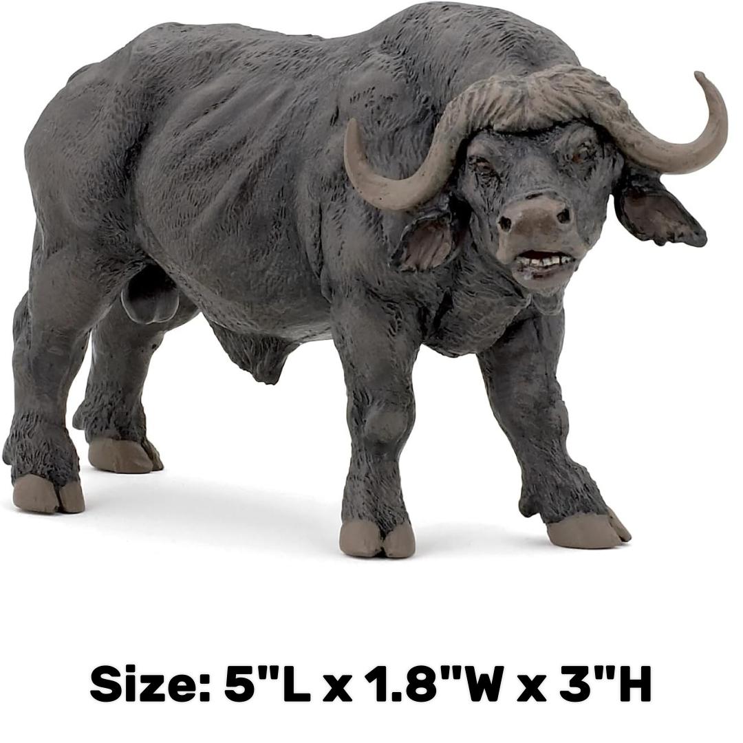 African Buffalo Figurine - Hand Painted Collectible Wild Animal Figure - Papo