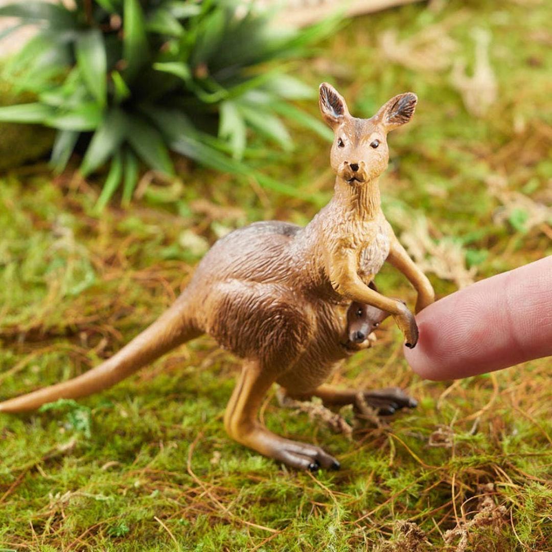 Kangaroo with Joey Figurine - Hand Painted Wild Animal Toy Figure - Papo