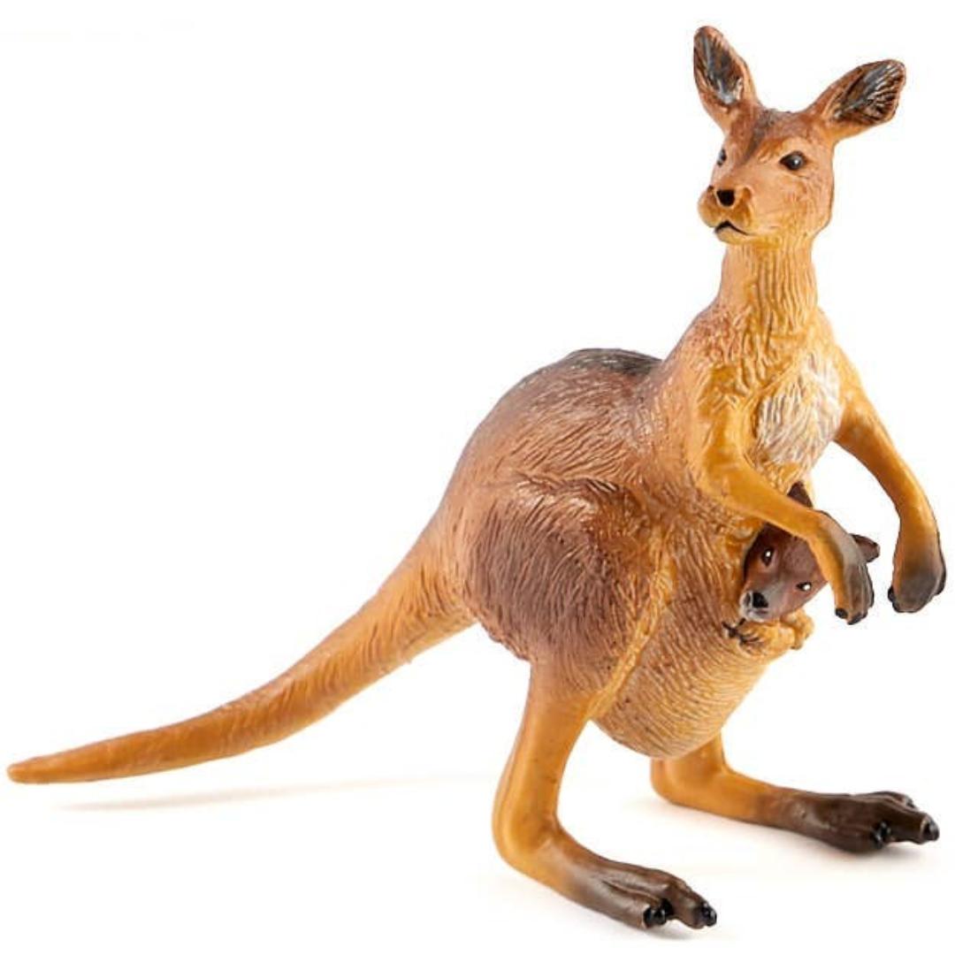 Kangaroo with Joey Figurine - Hand Painted Wild Animal Toy Figure - Papo