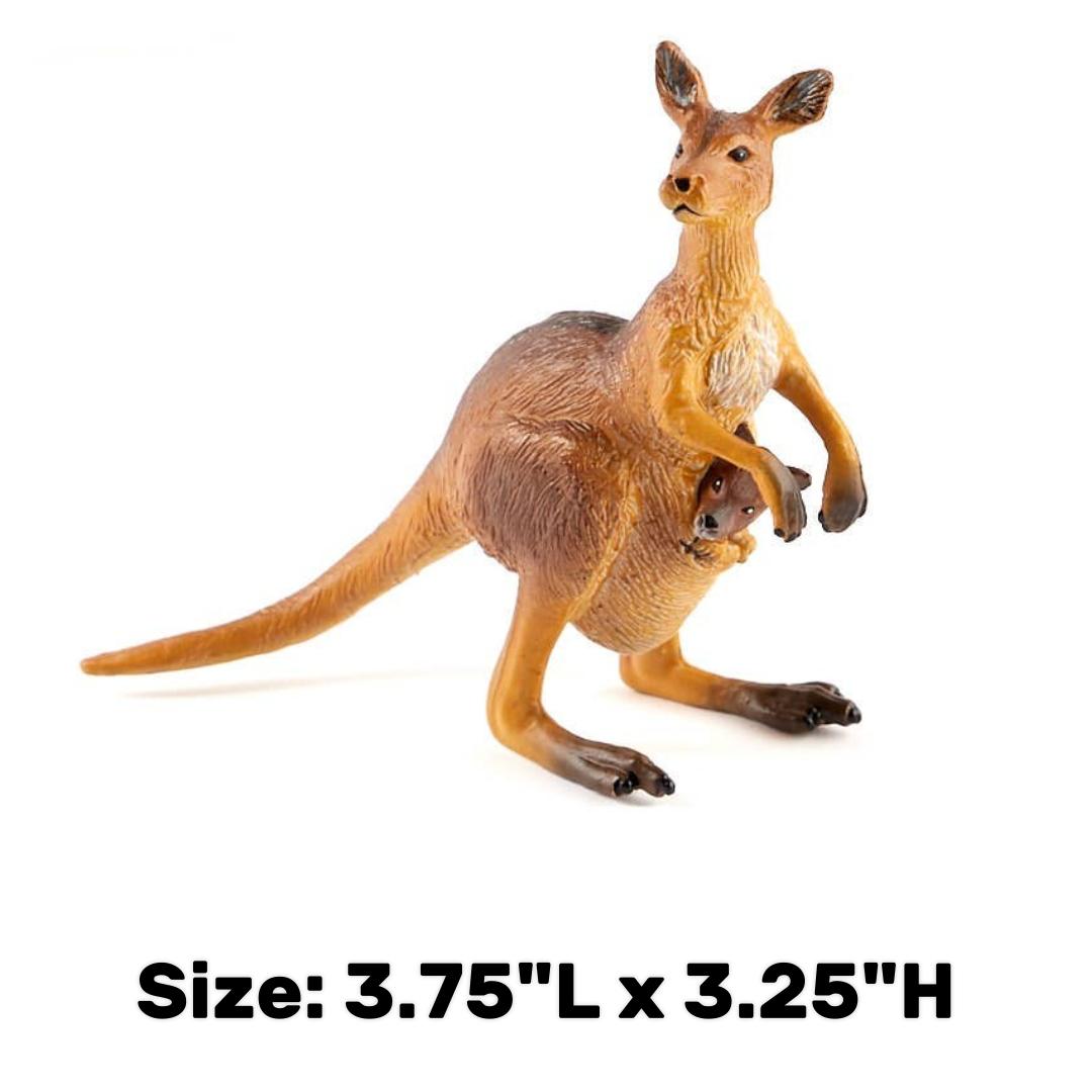 Kangaroo with Joey Figurine - Hand Painted Wild Animal Toy Figure - Papo