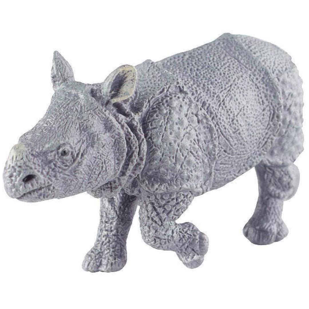 Indian Rhinoceros Calf Figurine - Hand Painted Wild Animal Toy Figure - Papo