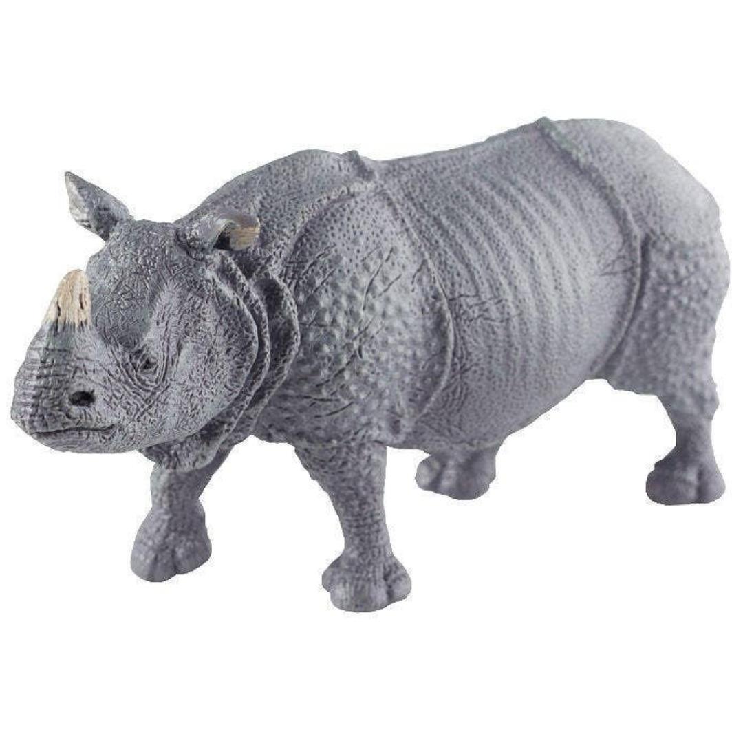 Indian Rhinoceros Figurine - Hand Painted Wild Animal Toy Figurine - Papo
