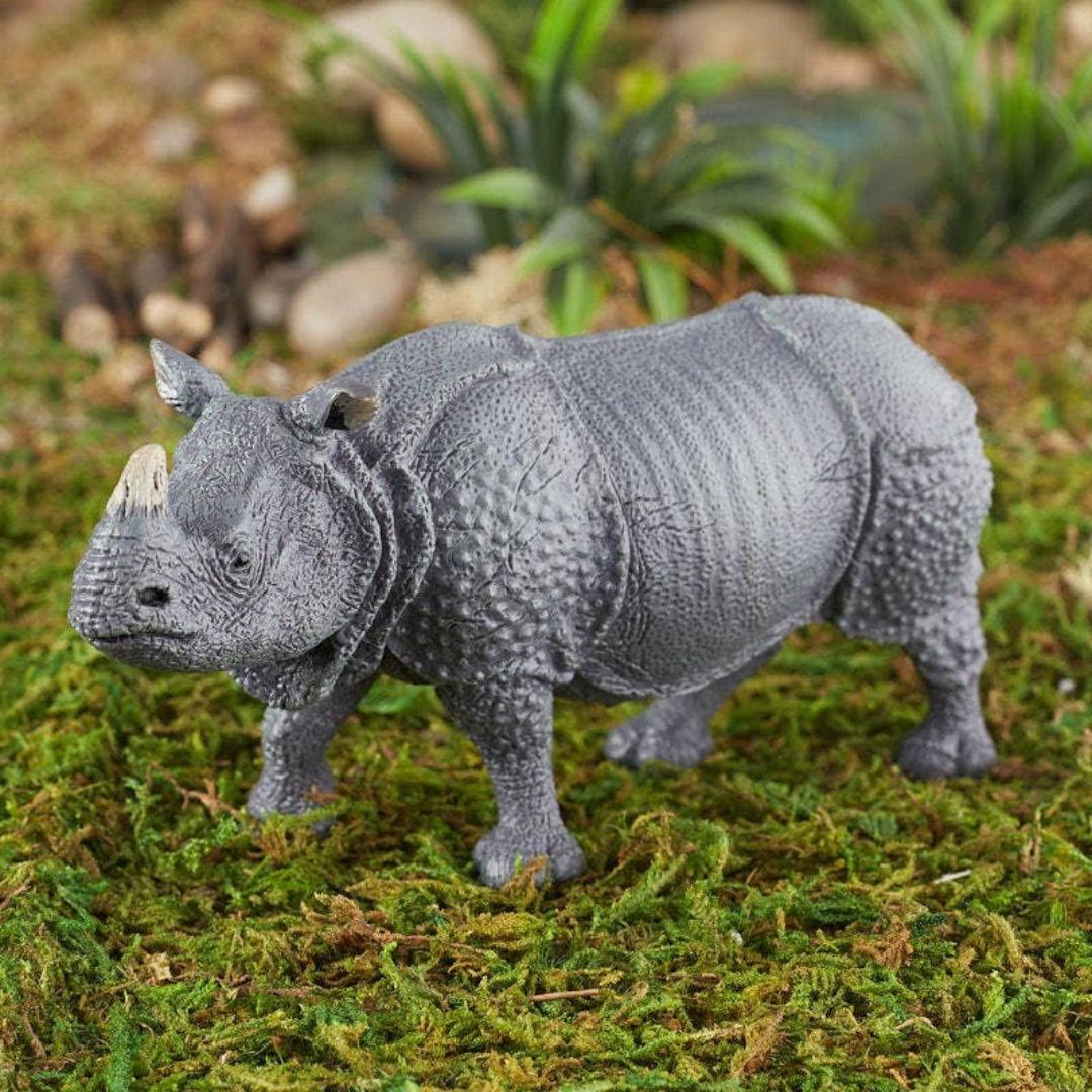 Indian Rhinoceros Figurine - Hand Painted Wild Animal Toy Figurine - Papo