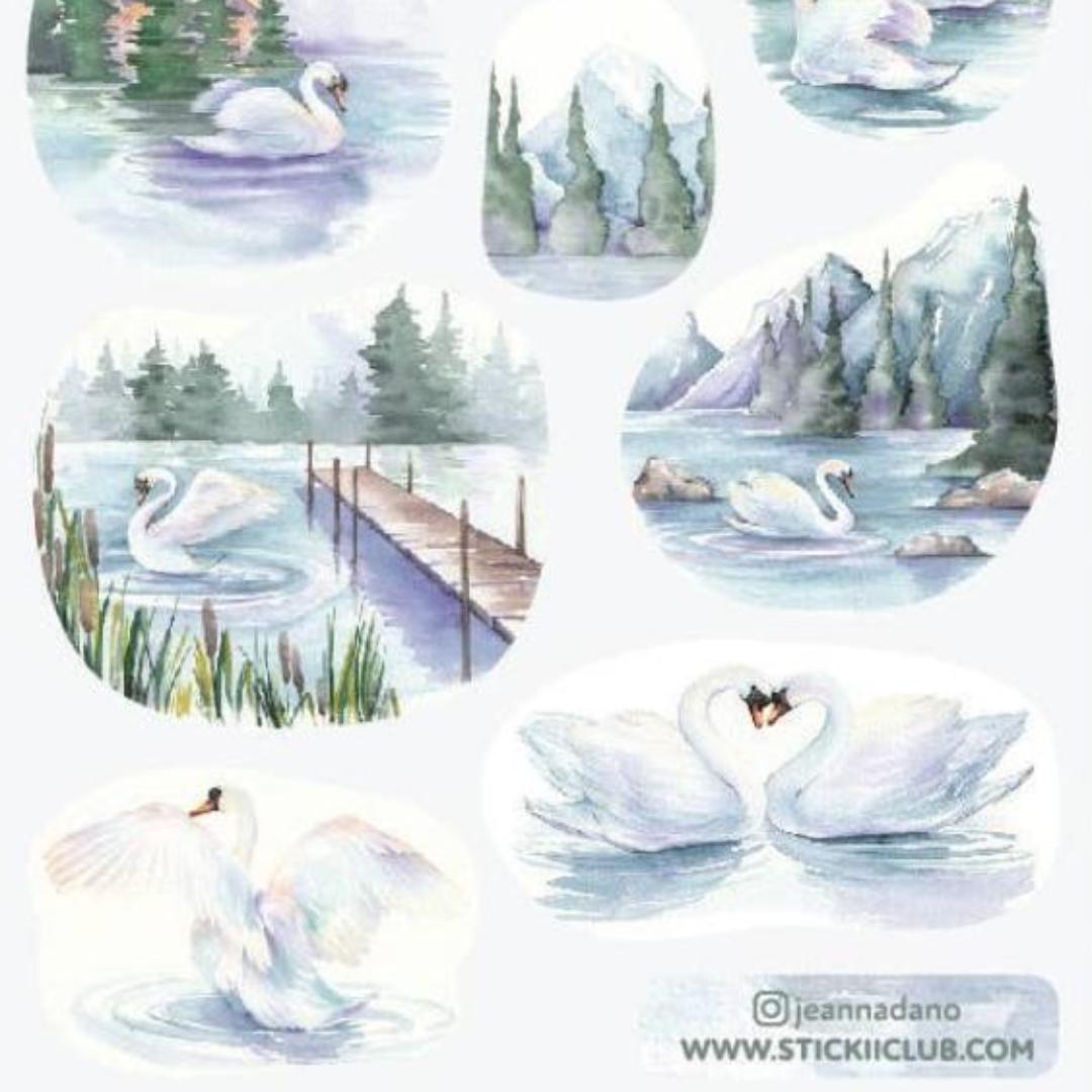 Serene Swans Sticker Sheet - STICKII