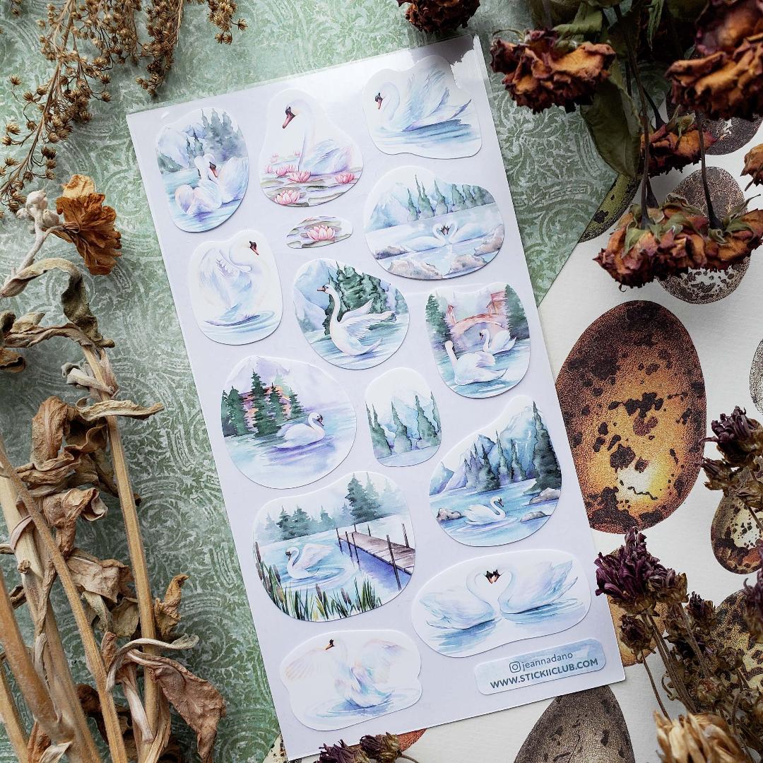 Serene Swans Sticker Sheet - STICKII