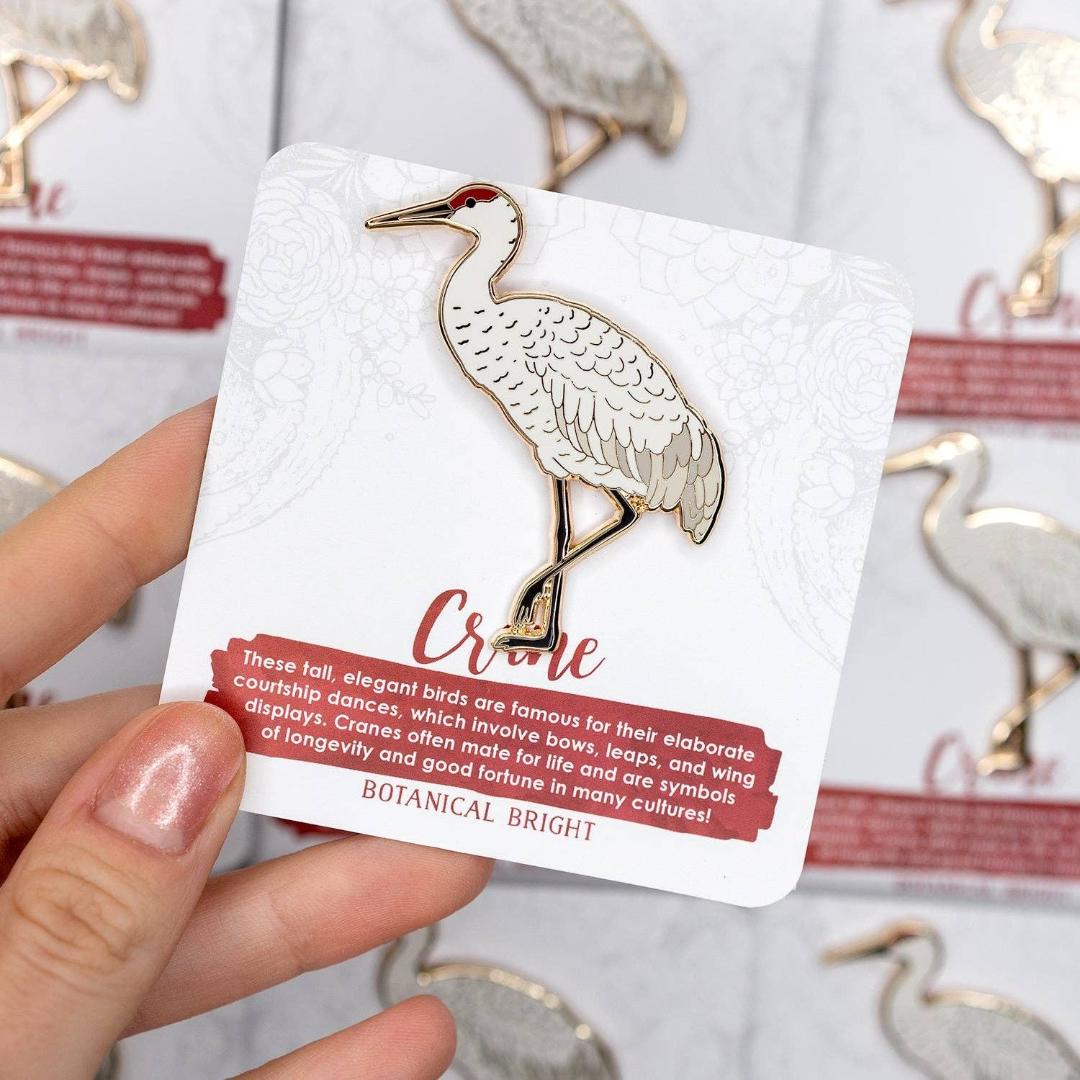 Crane Enamel Pin