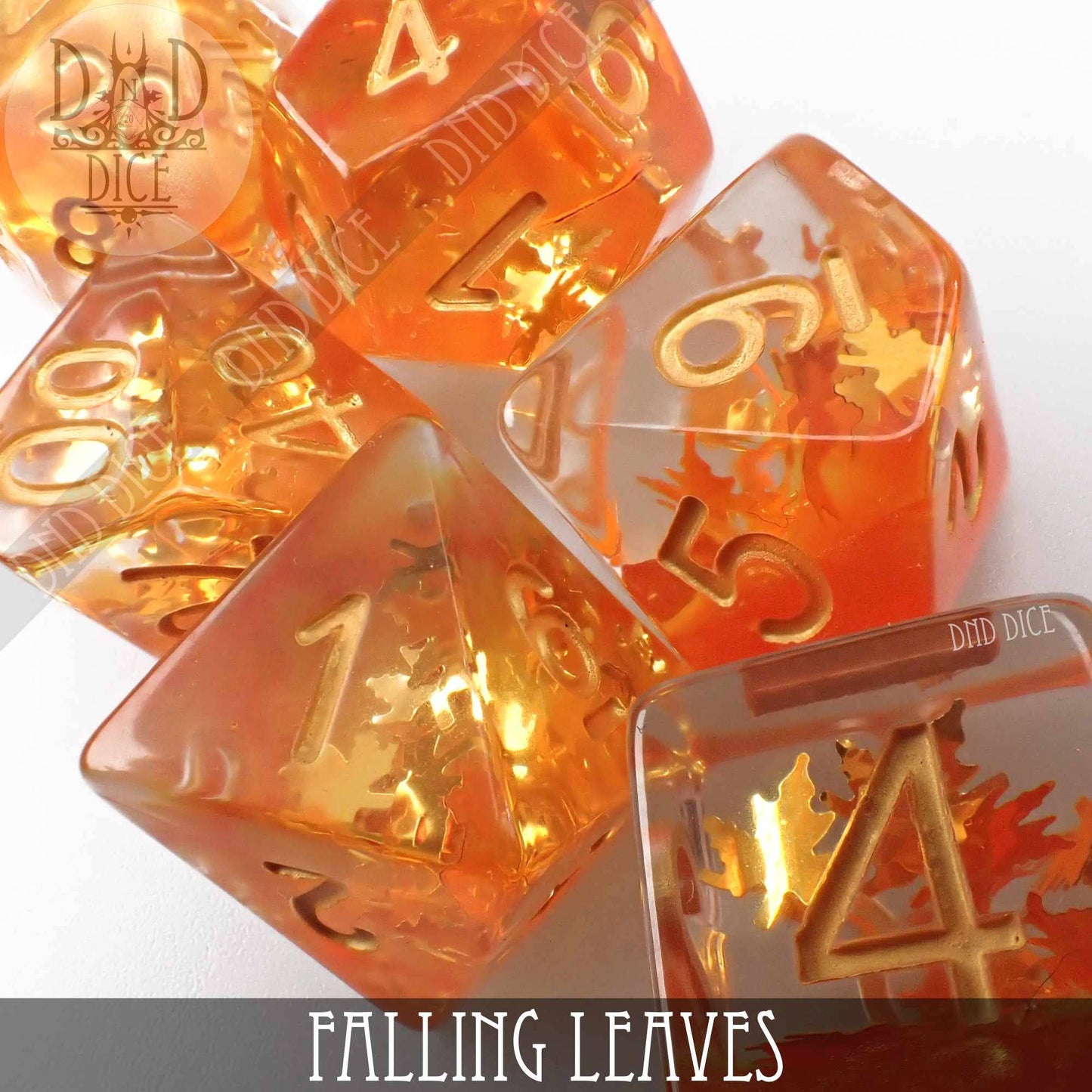 Dice Set - Falling Leaves - 7 Resin Dice