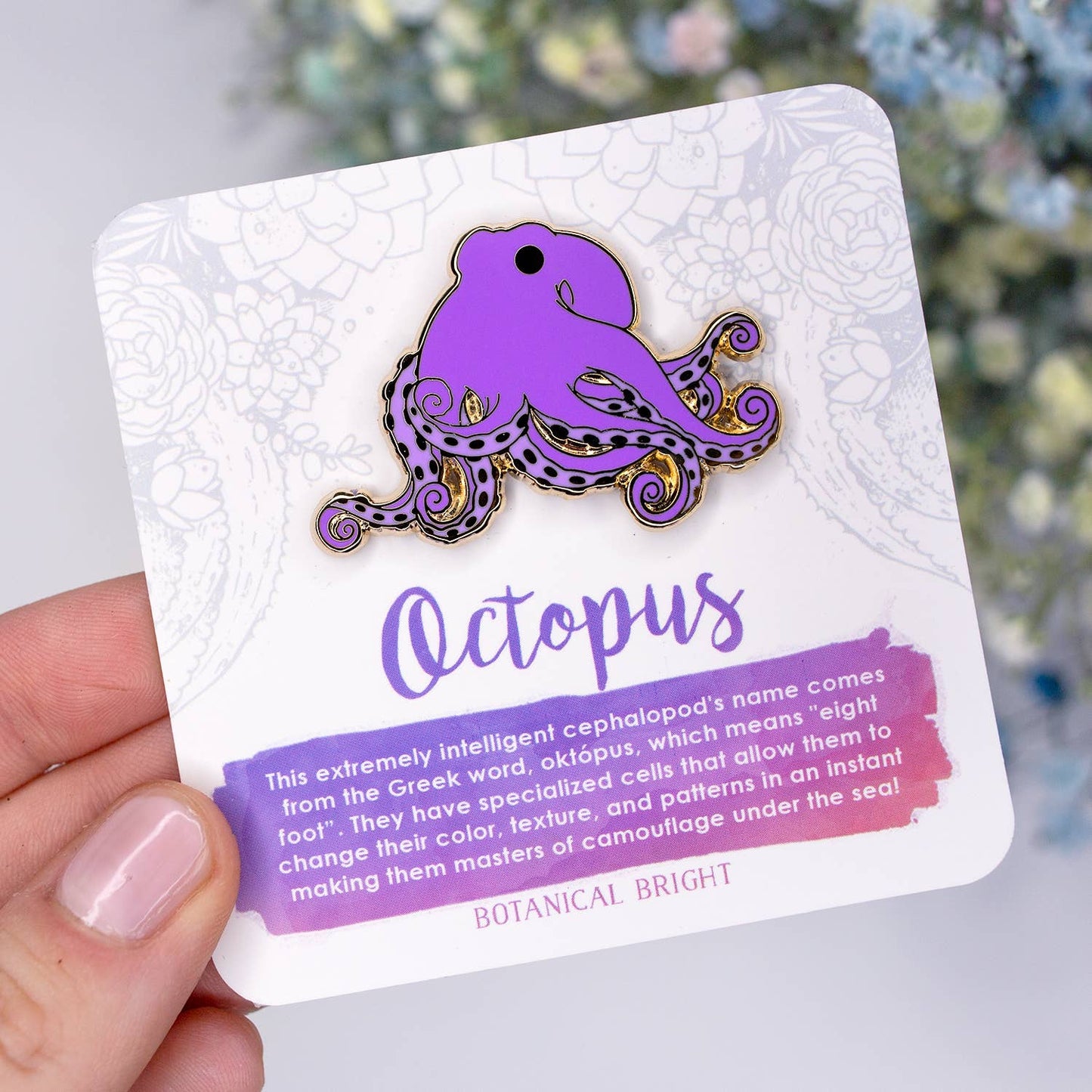 Octopus Enamel Pin - Gold Plated Nature Jewelry - Sea Life & Ocean Brooch