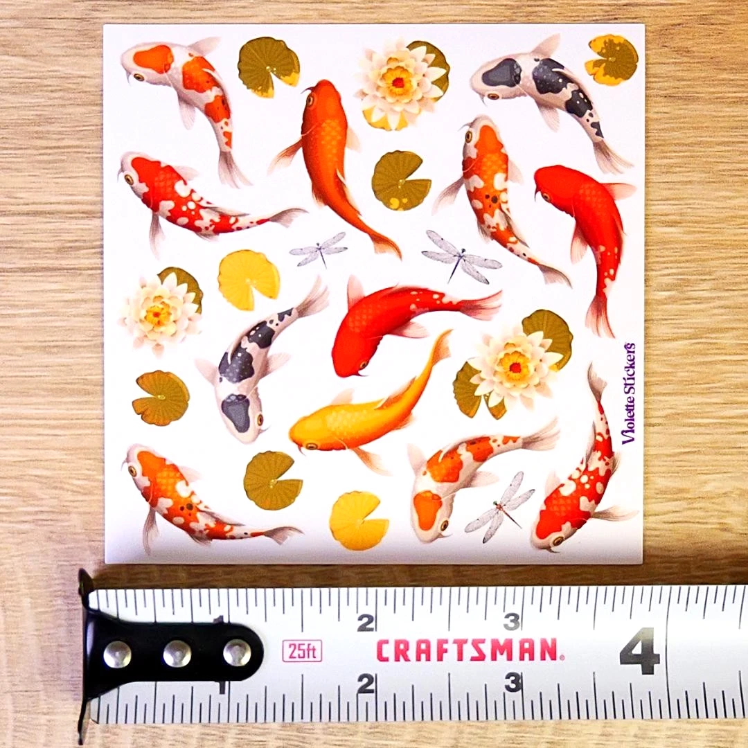Koi Fish Stickers - Garden & Nature Pond Sticker Sheets