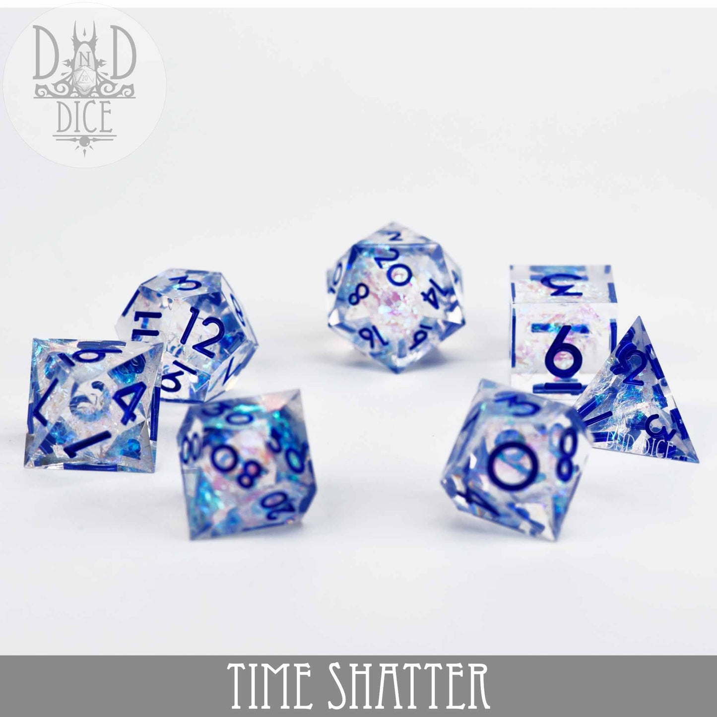 Dice Set - Time Shatter - Handmade - 7 Resin Dice