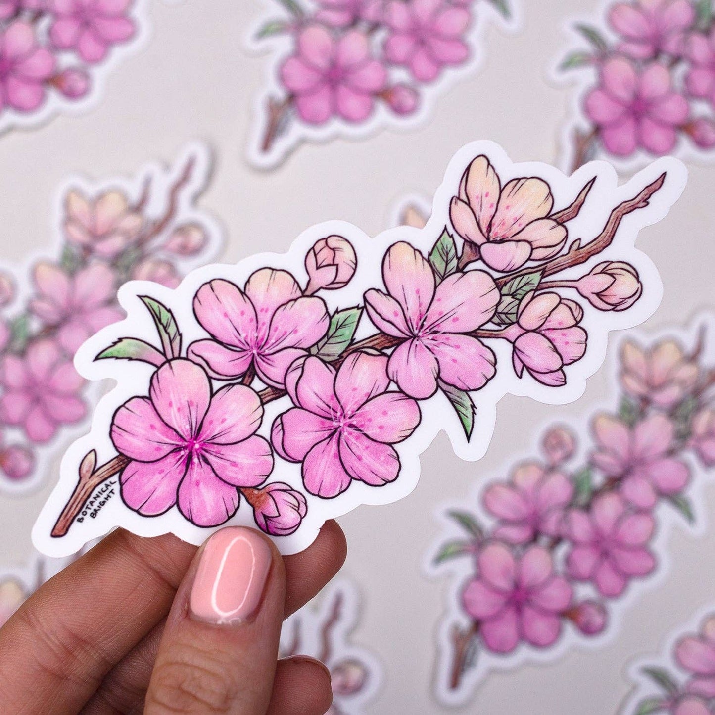 Cherry Blossom Branch Sticker - Waterproof Vinyl Flower Decal - Spring Florals
